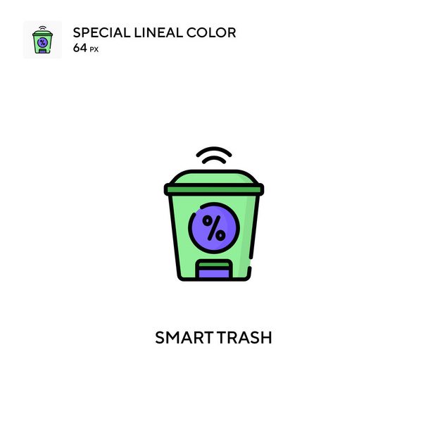 Basura inteligente Icono especial de vector de color lineal. Iconos de basura inteligentes para su proyecto empresarial - Vector, Imagen
