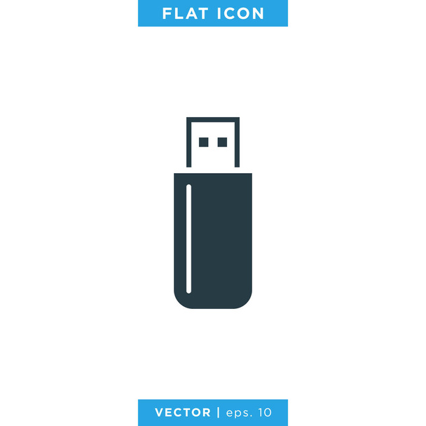 USB Flash Drive Icon Vector Logo Design Template. - Vector, Image