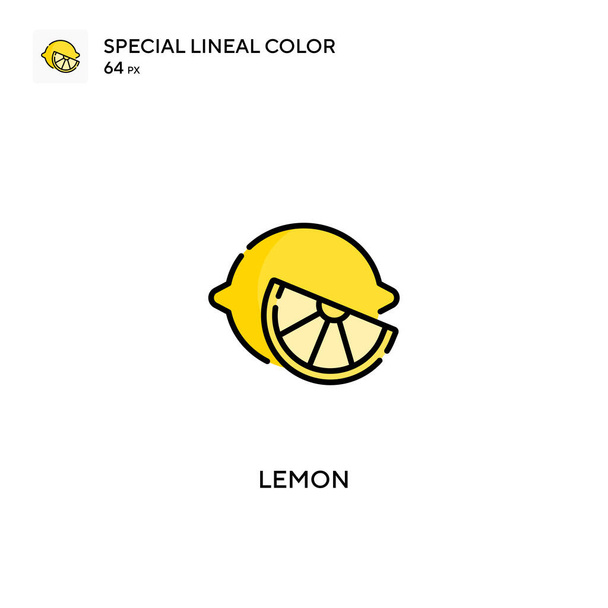 レモンスペシャルラインカラーベクトルアイコン。あなたのビジネスプロジェクトのレモンアイコン - ベクター画像