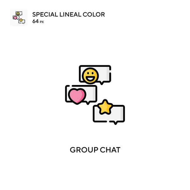 Grupo de chat Especial lineal icono de vector de color. Iconos de chat de grupo para su proyecto empresarial - Vector, Imagen