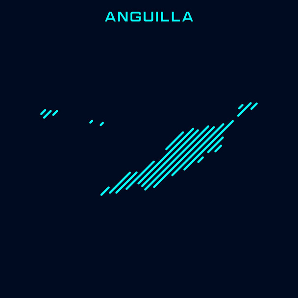 Plantilla de diseño vectorial de mapa a rayas de Anguila sobre fondo azul - Vector, imagen
