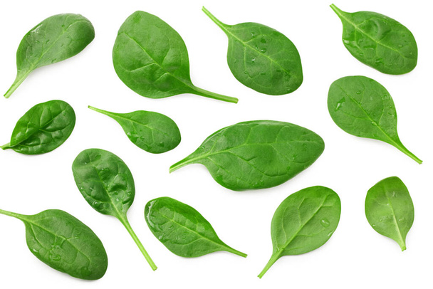 spinach leaves isolate on white background. Healthy food. Top view. - Φωτογραφία, εικόνα