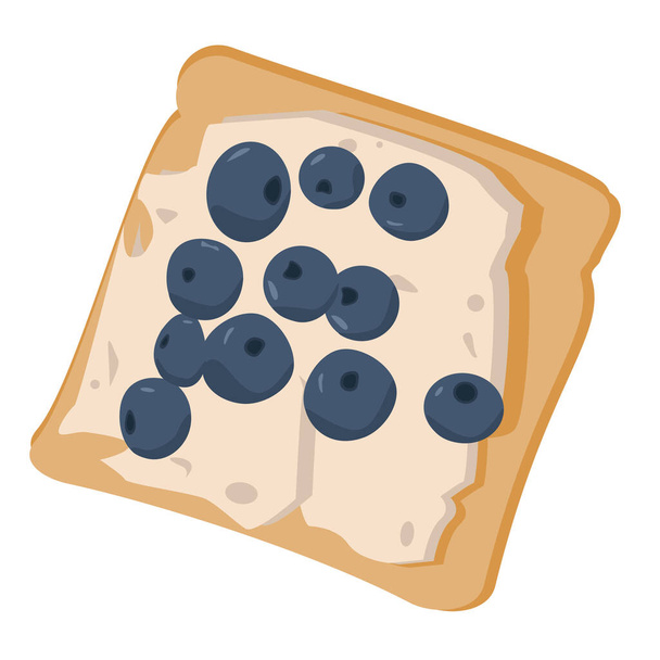 Τοστ διανυσματικό υγιεινό φρυγανισμένο φαγητό με τυρί ψωμί. φρυγανιές με γλυκά και αλμυρά υλικά. Γλυκό τοστ με γιαούρτι, blueberries.Vector εικονογράφηση σε επίπεδο στυλ σε λευκό φόντο είναι απομονωμένη. - Διάνυσμα, εικόνα