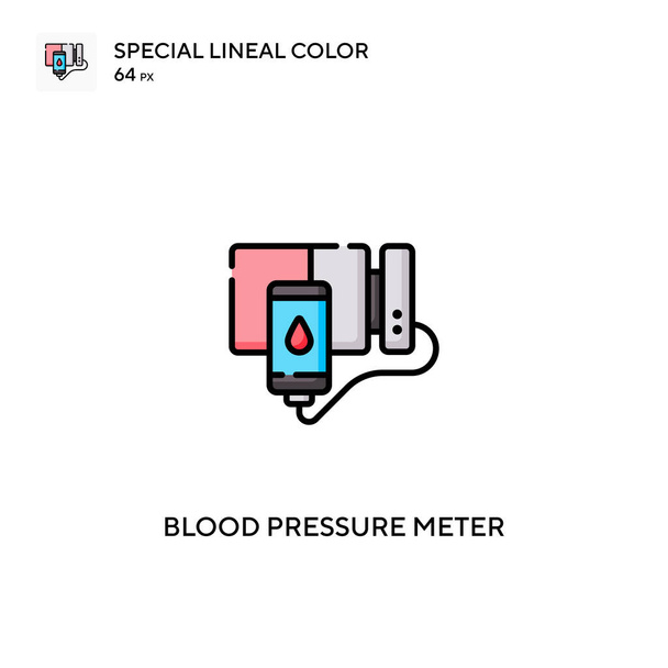Medidor de presión arterial Icono especial de vector de color lineal. Iconos del medidor de presión arterial para su proyecto empresarial - Vector, Imagen