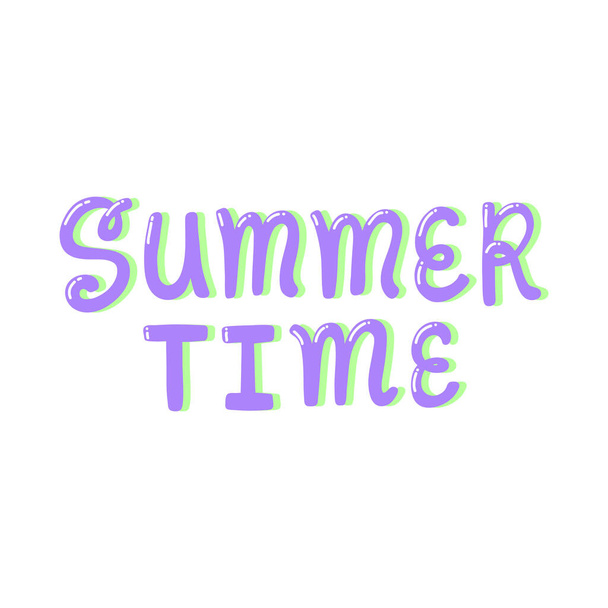 Summer Time. Placard template with calligraphic design flat design elements. Retro art for covers, banners, flyers and posters. Eps vector illustration - Wektor, obraz