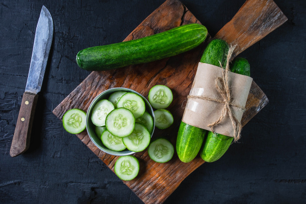 Fresh cucumbers in the kitchen. - Photo, image