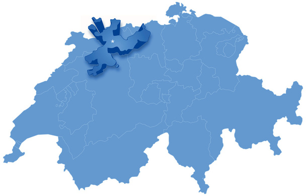 Map of Switzerland where Solothurn is pulled out - Vector, Image