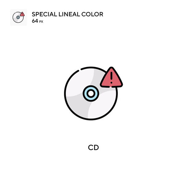 Cd Icono especial de vector de color lineal. Iconos de CD para su proyecto empresarial - Vector, Imagen