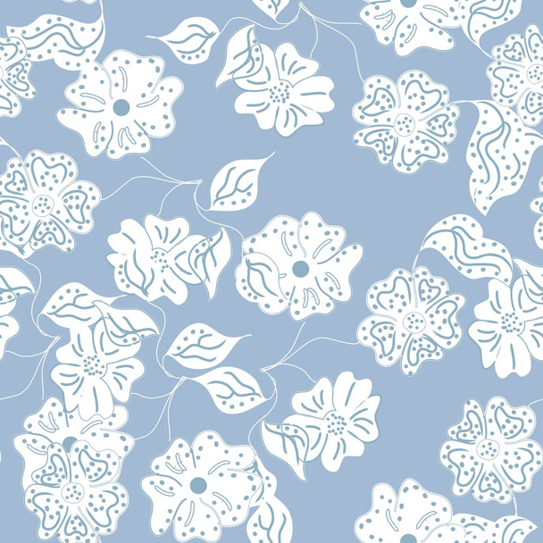 Blue Floral seamless Pattern - Vetor, Imagem
