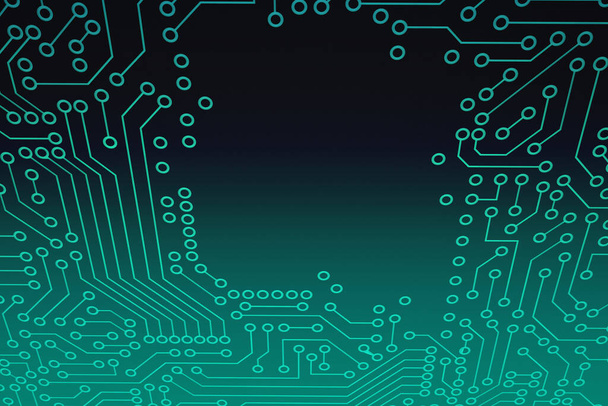 Abstrakte Leiterplatte futuristische Technologie Verarbeitung Hintergrund. Digitale Illustration von Mikrochips. - Foto, Bild