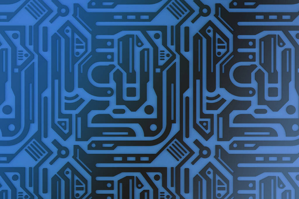 Abstract circuit board futuristic technology processing background. Microchip digital illustration. - Photo, Image