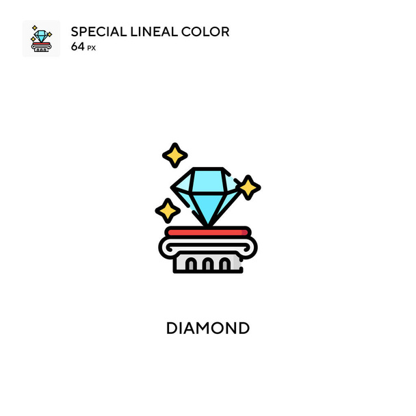 ダイヤモンド特殊線型カラーベクトルアイコン。ビジネスプロジェクトのダイヤモンドアイコン - ベクター画像