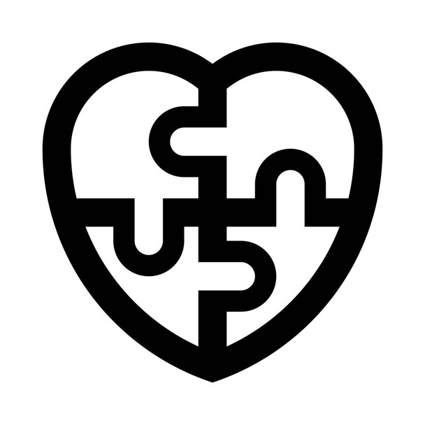 σχήμα καρδιάς εικονίδιο παζλ, διανυσματική απεικόνιση - Διάνυσμα, εικόνα