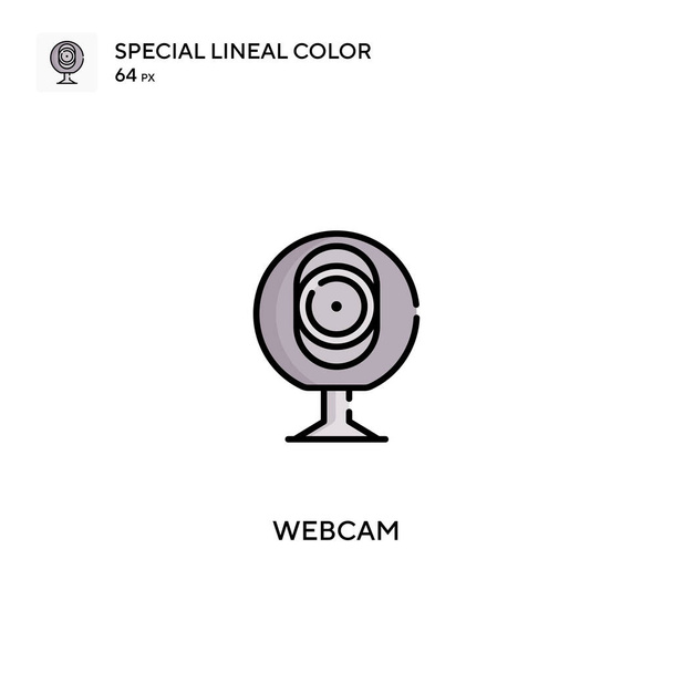 ウェブカメラ特殊線式カラーベクトルアイコン。ビジネスプロジェクトのウェブカメラアイコン - ベクター画像
