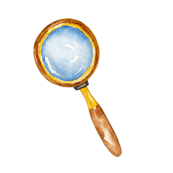 watercolor illustration of a magnifying glass - Fotoğraf, Görsel