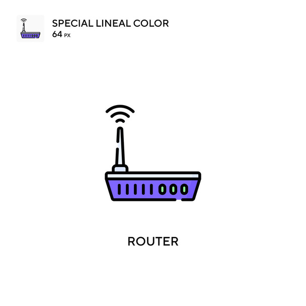 Router Speciális lineáris színvektor ikon. Útvonal ikonok az üzleti projektjéhez - Vektor, kép