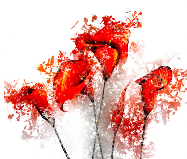 Vintage background with art illustration flower painting - Photo, Image