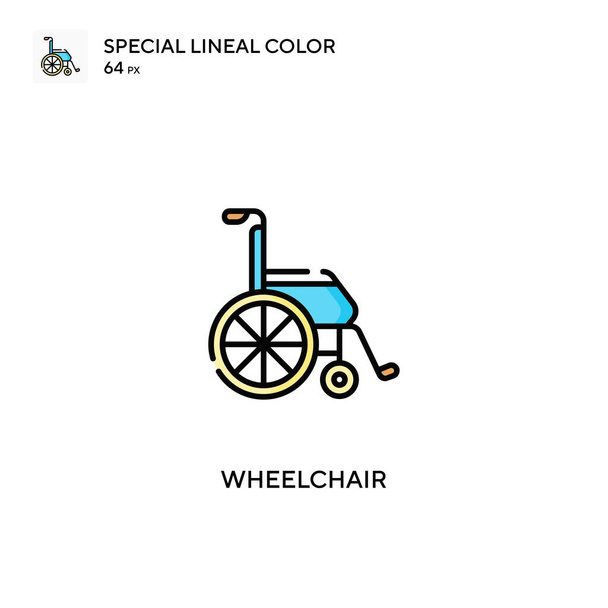 車いす専用線式カラーベクトルアイコン。あなたのビジネスプロジェクトの車椅子のアイコン - ベクター画像