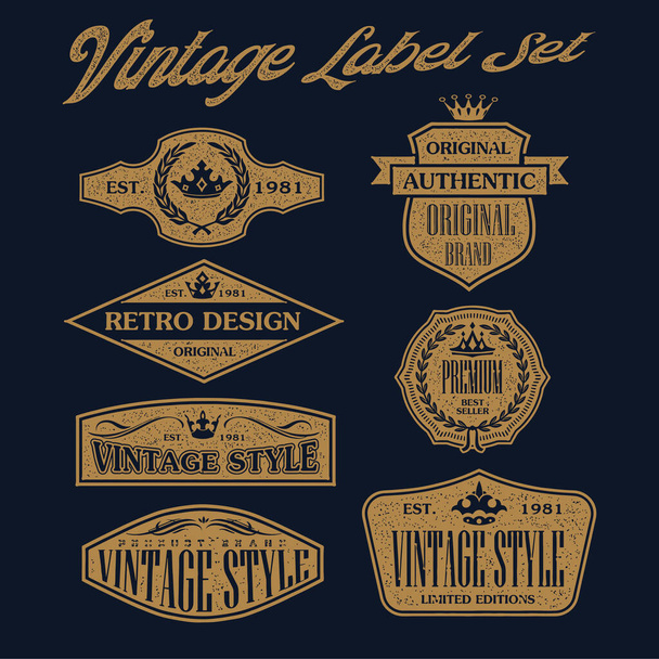 vintage and retro badge Label design collection grunt stamp Design Vintage vector Illustration  Set 38 - Вектор, зображення
