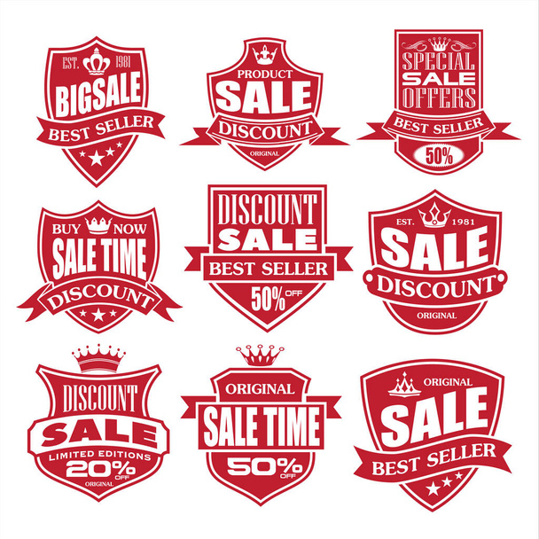 Sale Labels and Tags Red grunt stamp Design Vintage vector Illustration  Set 26 - Vettoriali, immagini