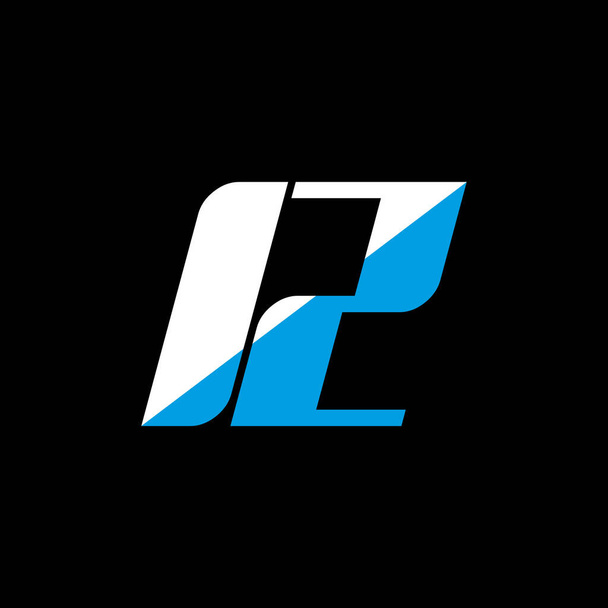 ブラックを基調としたIZレターロゴデザイン。IZ創造的なイニシャルの手紙のロゴコンセプト。アイコンデザインだ。ブラックを基調としたIZホワイトとブルーの文字アイコンデザイン。Zだ - ベクター画像