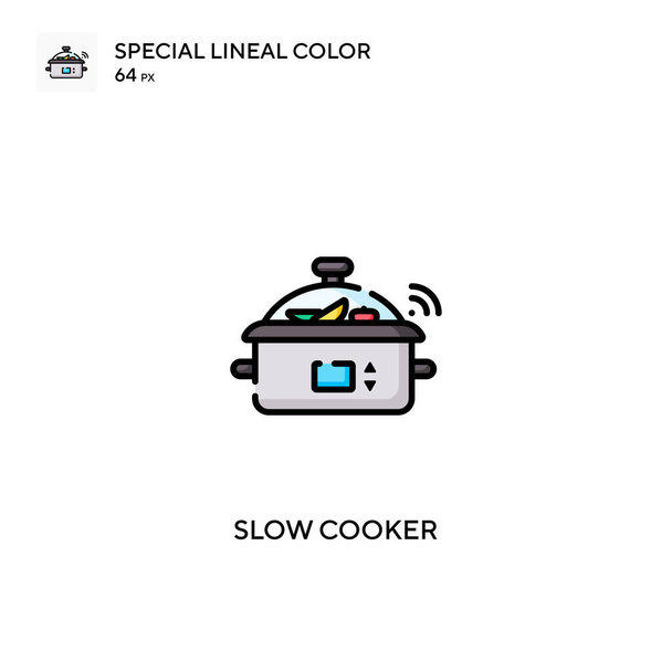 スロークッカー特殊線式カラーベクトルアイコン。あなたのビジネスプロジェクトのためのスロークッカーアイコン - ベクター画像