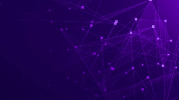 要旨紫紫色の多角形のネットワーク接続技術の背景を持つ。抽象的な点と線のテクスチャの背景。3Dレンダリング. - 写真・画像