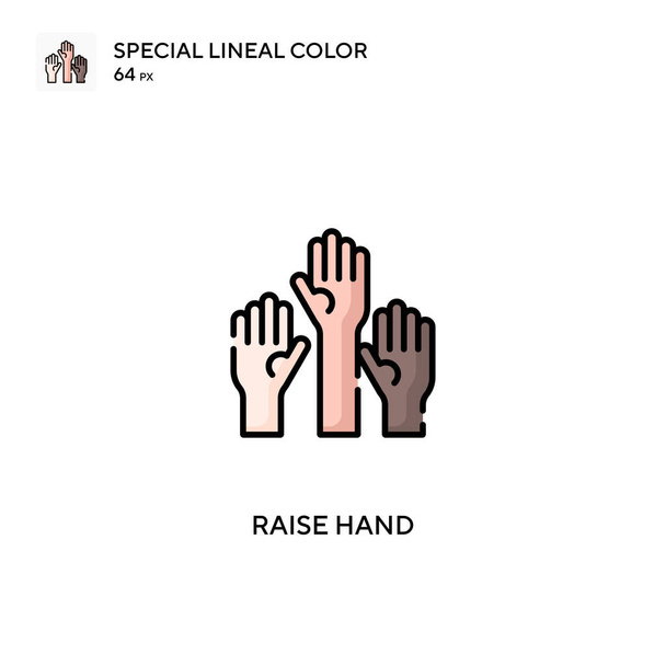 Alza la mano Speciale icona vettoriale a colori lineari. Alza le icone delle mani per il tuo progetto aziendale - Vettoriali, immagini