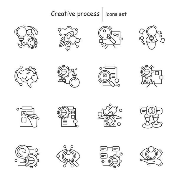 Ensemble d'icône de processus créatif. Étapes de la conception ou du processus de développement illustration. - Vecteur, image