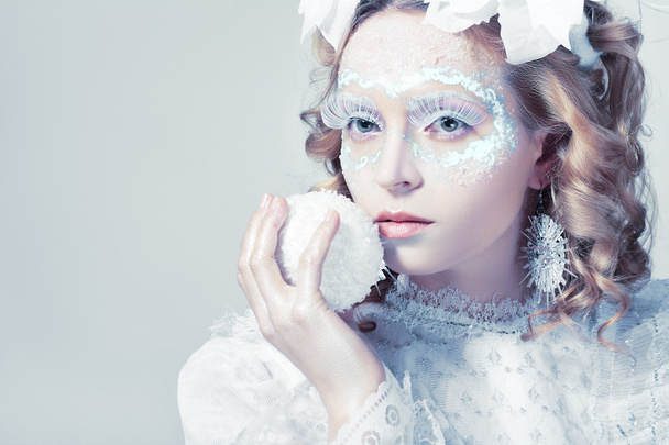 Woman with silver blue artistic make-up - Zdjęcie, obraz
