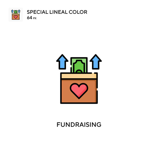 Recaudación de fondos Icono especial vector de color lineal. Iconos de recaudación de fondos para su proyecto empresarial - Vector, Imagen