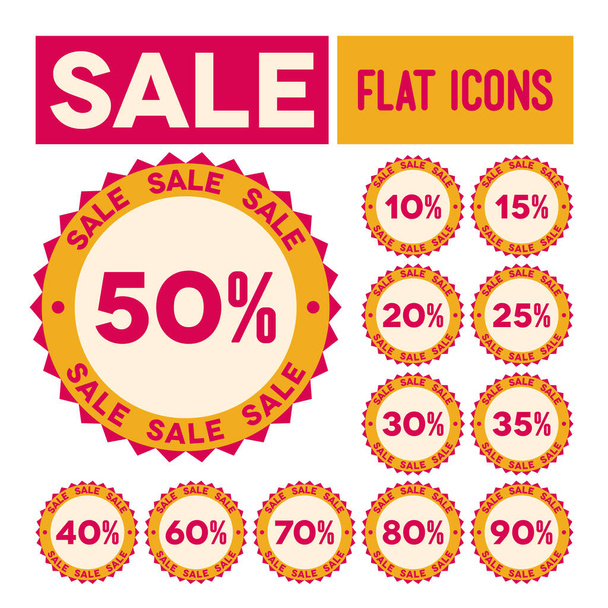 Set of flat sale labels - Vektor, Bild