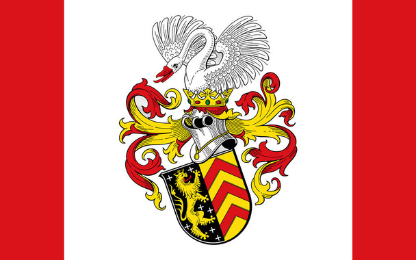 Bandeira de Hanau é uma cidade da Alemanha localizada no distrito de Kinzig-Kreis, estado de Hessen. ilustração 3d
 - Foto, Imagem