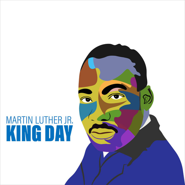 Martin Luther King Jr., tebrik kartı geçmişi. İlham verici bir sözüm var. Martin Luther Jr. Kral Portresi - Vektör, Görsel