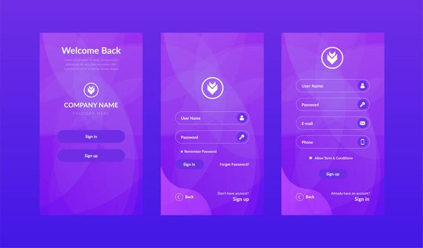 Sign in & Sign up screens ui kit for Mobile App Template - Vector, Image