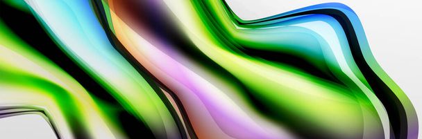 Fond abstrait vectoriel, bulle fluide de style liquide avec des effets métalliques, texture chromée quicksilver couleur et lueur de couleur - Vecteur, image