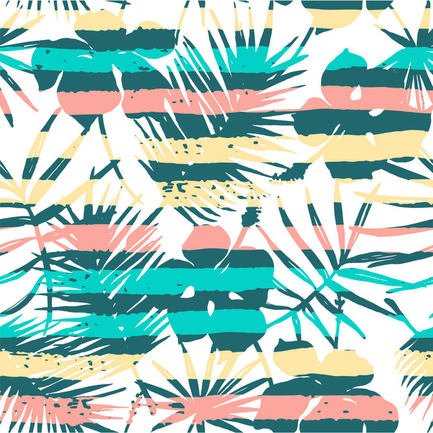 Seamless exotic pattern with tropical plants. - Vetor, Imagem