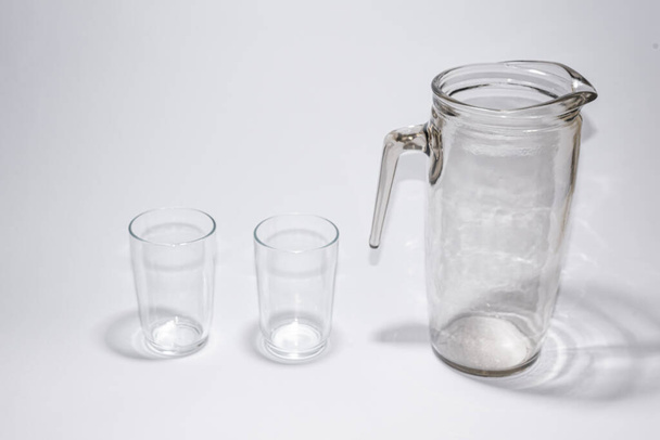 Traditional jar and glass over white background - Photo, Image