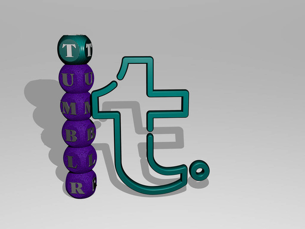tumblr 3D ikon és kocka levél szöveg, 3D illusztráció - Fotó, kép