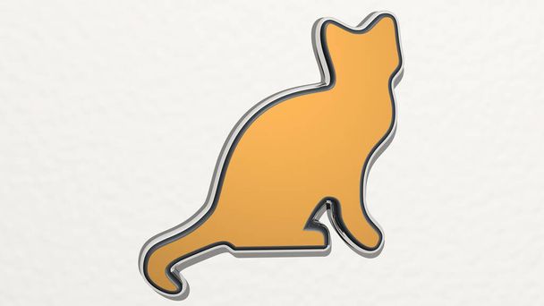 CAT 3D tekening icoon, 3D illustratie voor dier en achtergrond - Foto, afbeelding