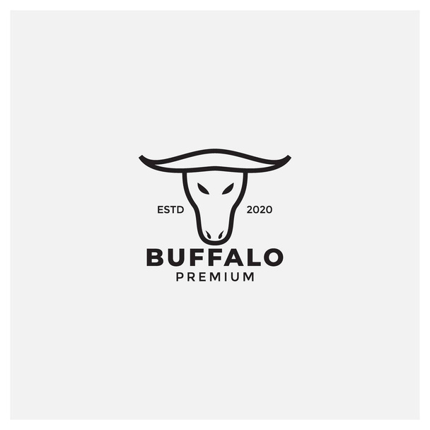 testa di bufalo lungo corno design minimalista logo - Vettoriali, immagini