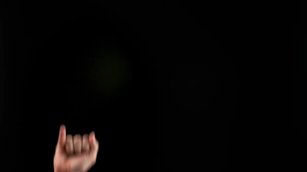 Hand showing letter I on dark background. Sign language alphabet - Footage, Video