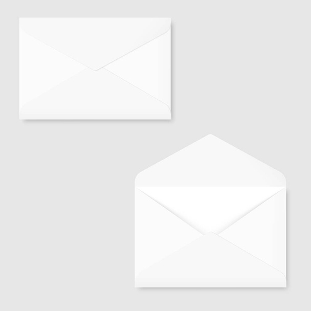 Realistic blank white letter paper envelope front view. Vector. - Vektör, Görsel