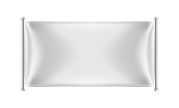 Ρεαλιστικό Banner με πτυχές σε λευκό φόντο. Μεμονωμένα διανυσματικά στοιχεία - Διάνυσμα, εικόνα