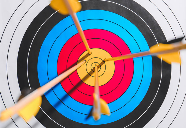 Target for archery with arrows - Φωτογραφία, εικόνα