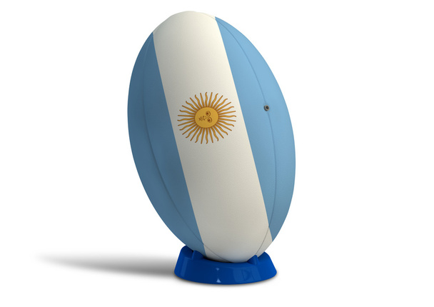 Αργεντινή ράγκμπι μπάλα σε ένα κλοτσιές μπλουζάκι - Φωτογραφία, εικόνα