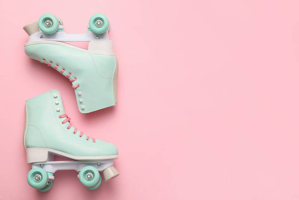 Roller skates on color background - Photo, Image