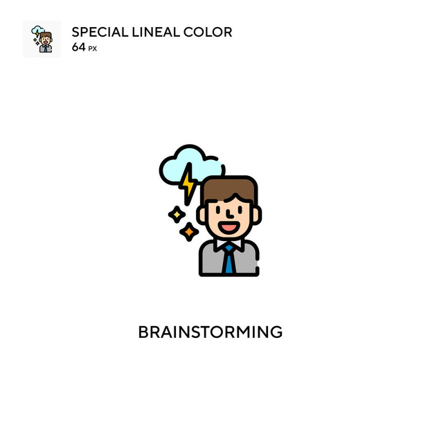 Brainstorming Speciális lineáris szín ikon.Brainstorming ikonok az üzleti projekt - Vektor, kép