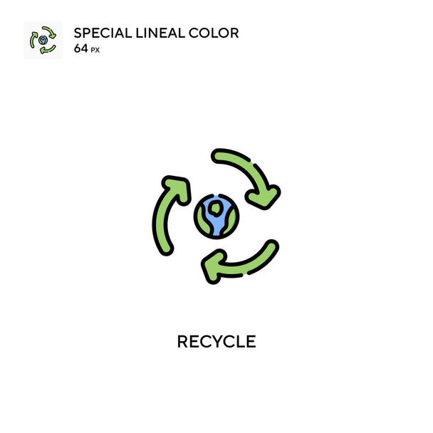 Reciclar iconos de color lineales especiales.Reciclar iconos para su proyecto empresarial - Vector, Imagen