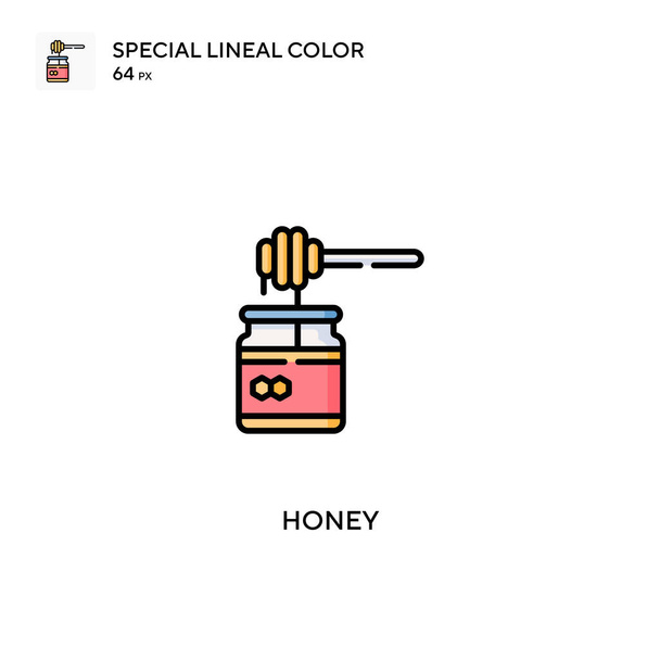 Honey Özel Satır Renk Simgesi. İş projeniz için bal simgeleri - Vektör, Görsel